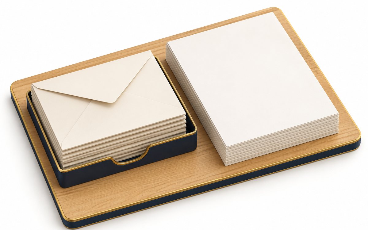 封筒と別々の契約書類を並べて費目を照合する様子