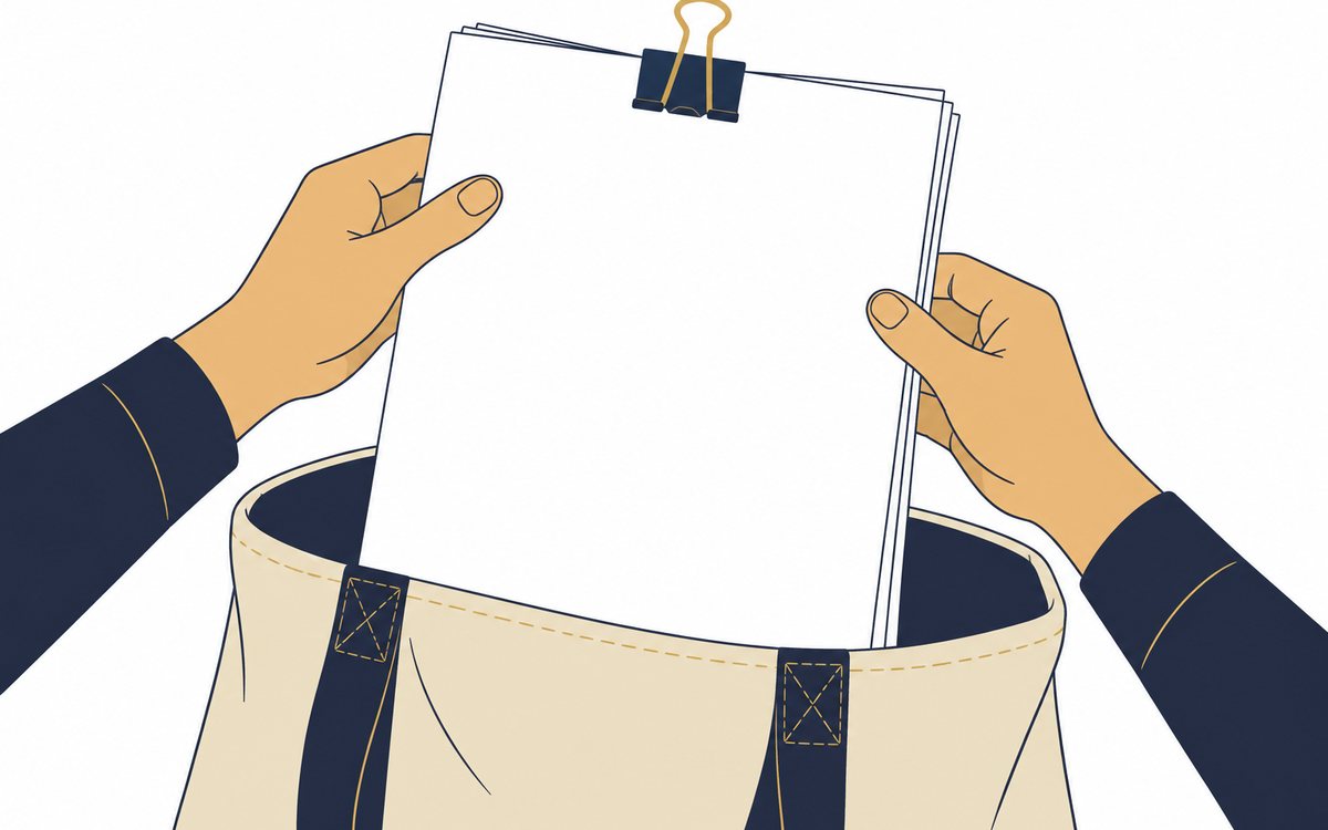 申込控えをクリップでまとめて確認する手元の様子